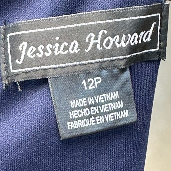 Jessica Howard Sleeveless Ruffle Front Jumpsuit - Navy Blue - size 12P - Picture 4 of 8